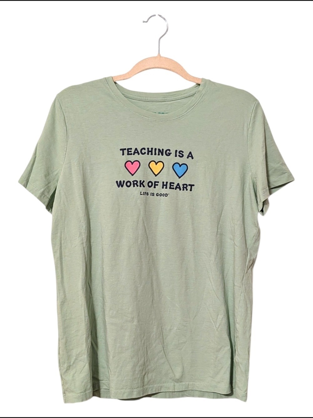 Life Is Good Sage Green Short Sleeve Tee Work Of Heart